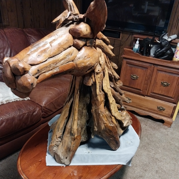 Hand made master crafted driftwood horse 3ft t x 36'l x18'w.driftwood brown - Picture 13 of 16